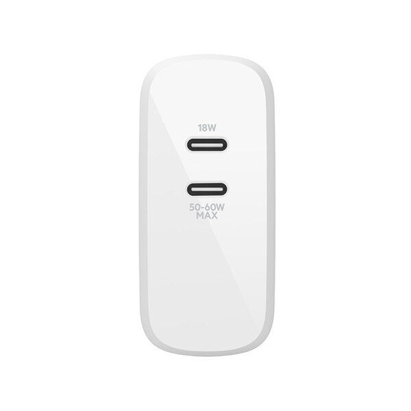 Cargador Belkin 68w - USB-C GAN PD 50w / USB-C GAN PD 18w - Blanco